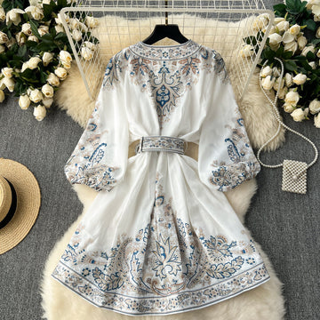 A line Long Sleeves Long Sleeves White Holiday Dresses Autumn Beach Dress SD1266